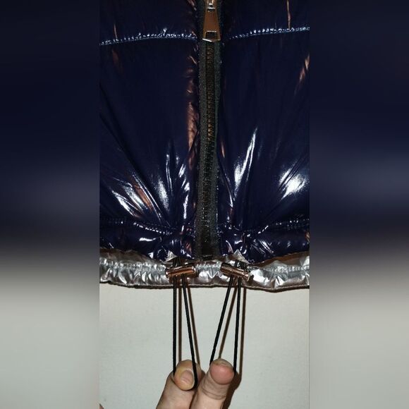 New Navy Blue & Silver Vegan Puffer Jacket Quilted LA Coalition-NWT - Picture 7 of 14